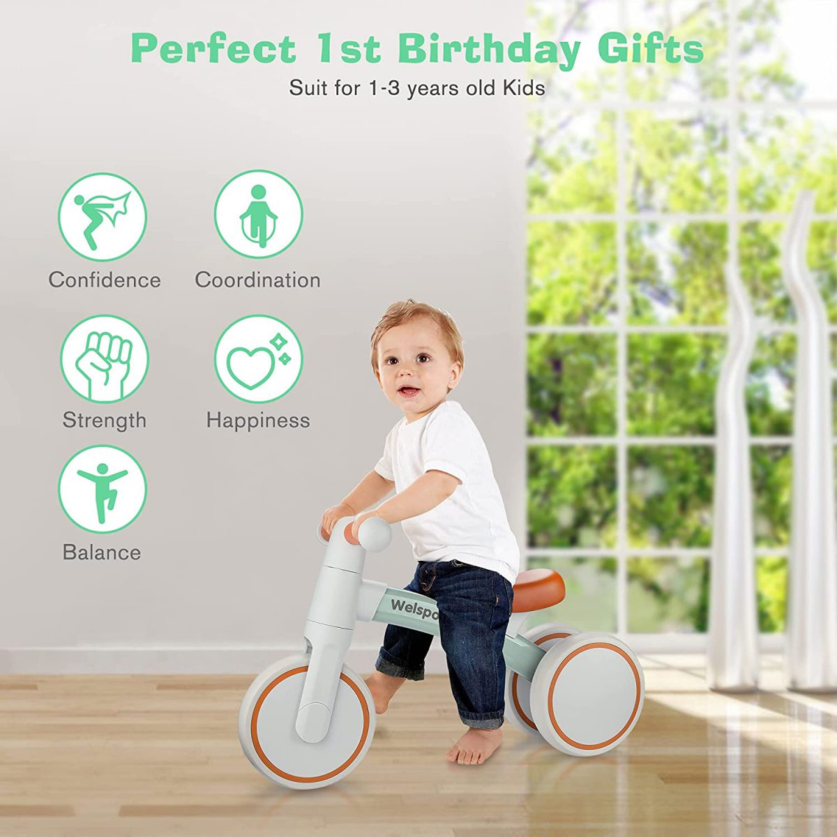 Welspo Kids Balance Bikes for 1 Year Old Boys Girls 1236 Months Cute Toddler First Bicycle
